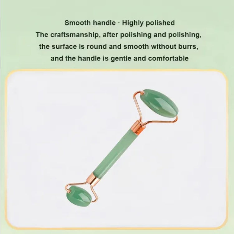 Jade Gua Sha & Facial Roller Set — Natural Stone Face Sculpting Tool