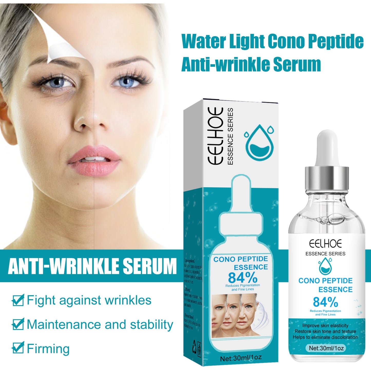 Peptide Anti-Wrinkle Firming Serum — Reduces Fine Lines & Crow's Feet (30ml)