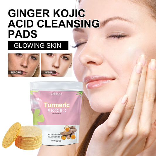 Turmeric & Kojic Acid Brightening Cleansing Pads — Deep Pore Cleanse & Dark Spot Corrector (10pcs)