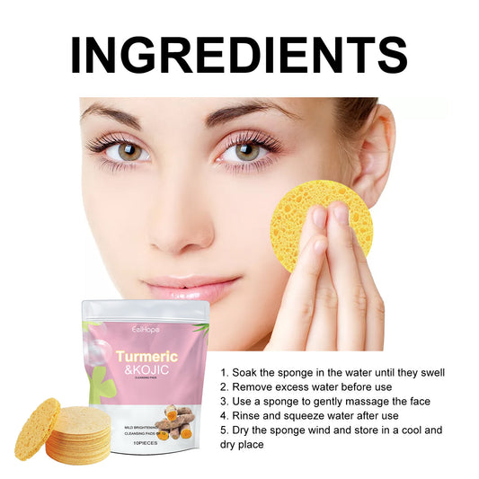 Turmeric & Kojic Acid Brightening Cleansing Pads — Deep Pore Cleanse & Dark Spot Corrector (10pcs)